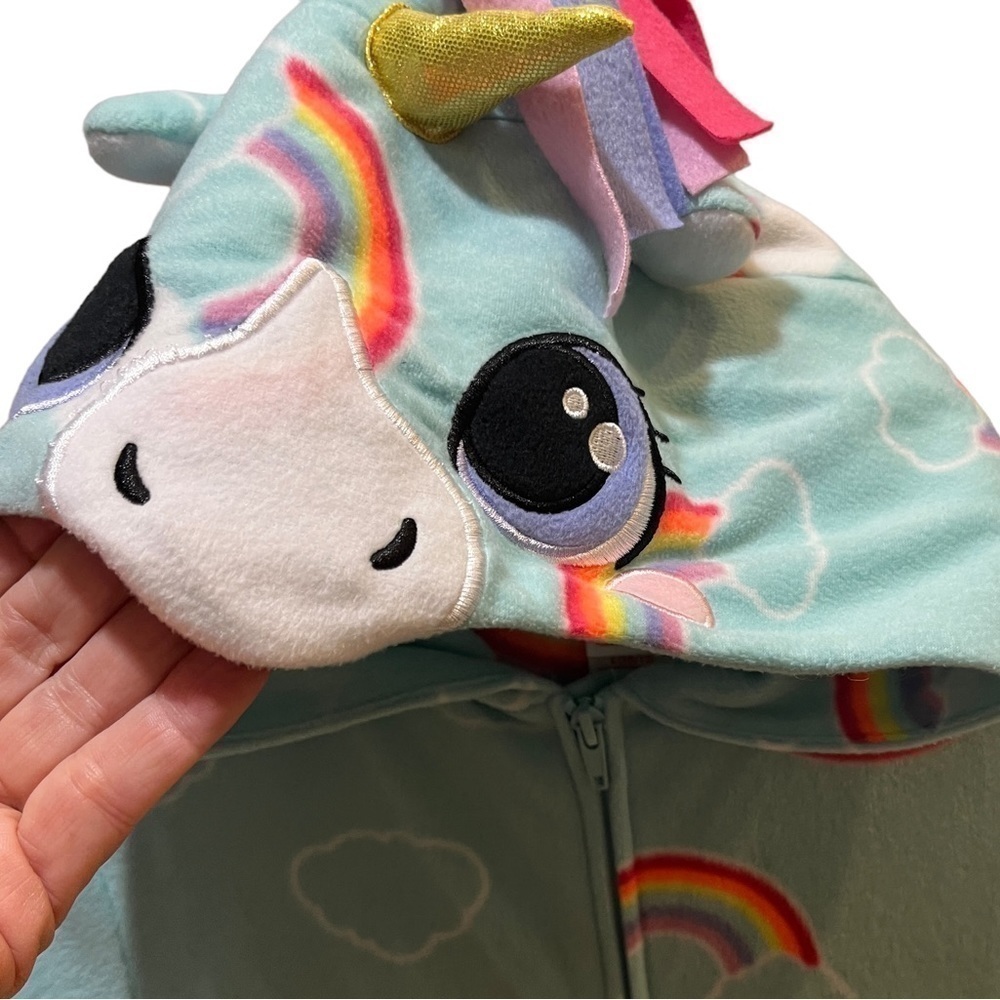 Cat & Jack Unicorn Fleece One Piece Zip Front Pajamas Sz 10/12 Girls - Picture 10 of 11